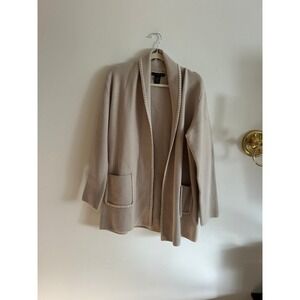 Grace Elements Beige Cardigan Sweater Open Front Pockets XL